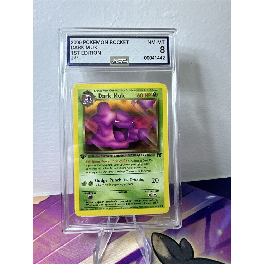 2000 Pokemon TCG 1st Edition Team Rocket Dark Muk 41/82 - Vintage Grade - AGS 8